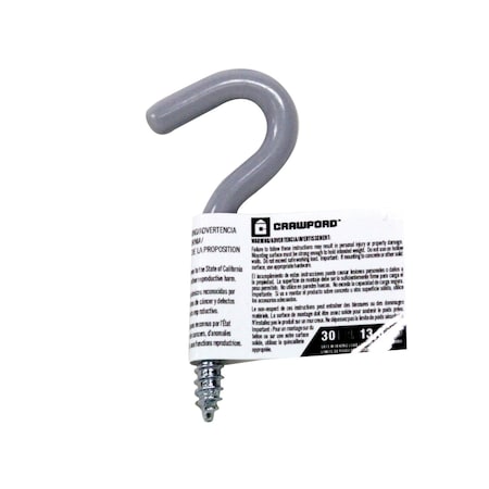 Crawford Crawford Vinyl Coated Gray Steel Small Storage Hook 30 lb. cap. 1 pk SS20-25